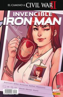 Portada Invencible Iron Man Vol 2 # 071 Civil War Ii